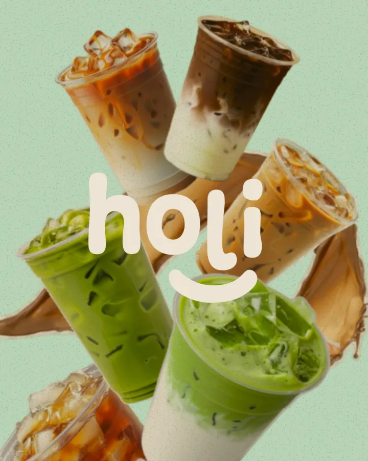 Holi Café — vasos de café y matcha